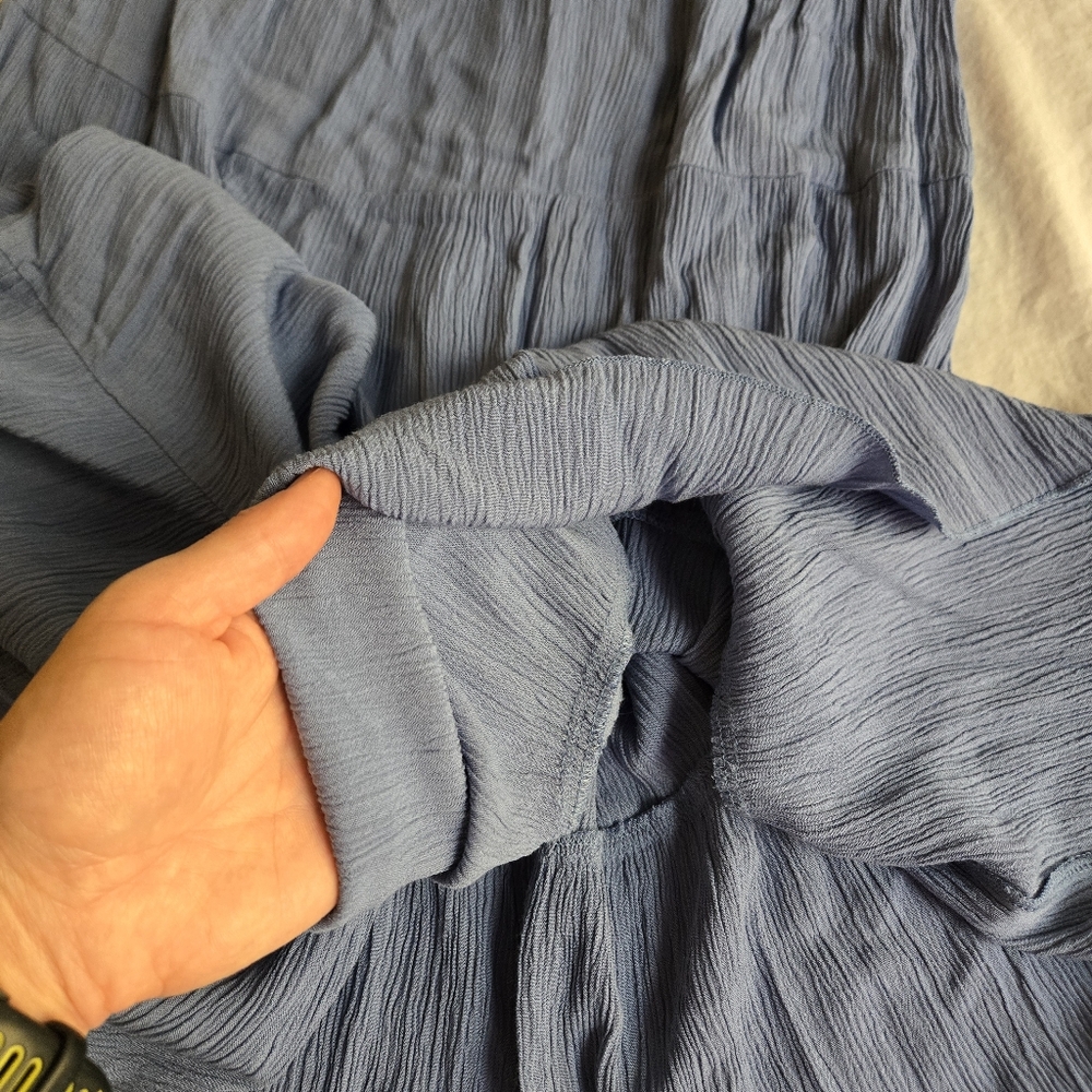 Becca by Rebecca Virtue Ponza Smocked One Shoulder Crinkle Dress Mist Blue - Picture 5 of 9